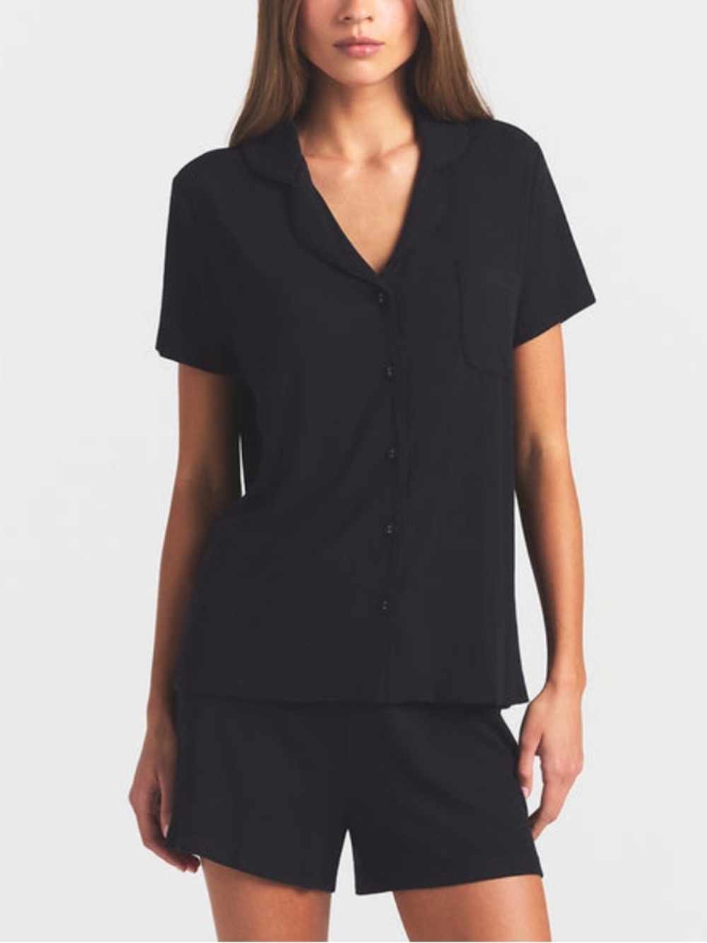 Skims Soft Lounge Sleep Short Sleeve Short Set in onyx size large